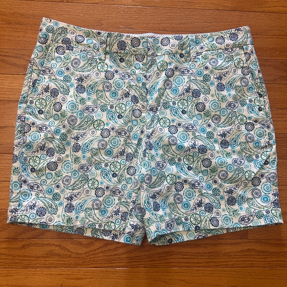 Lands' End Shorts Women's Size 14 Petite Multicolor Paisley Chino Shorts NWOT
